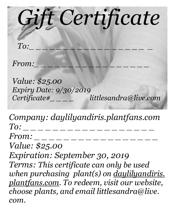 Gift Certificate 001